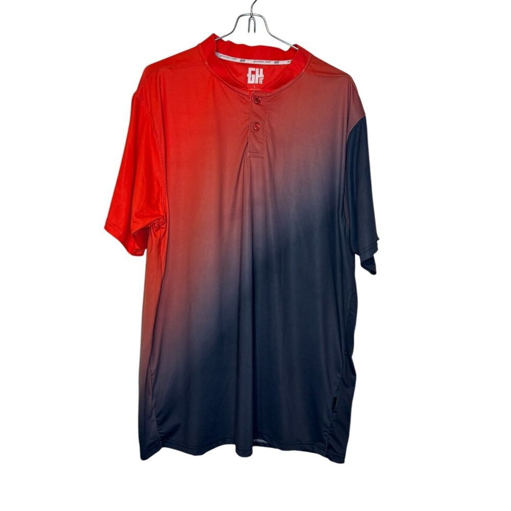 Greater Hall Men's Polo Shirt Golf Band Quick-Dry Collared‎ Red/Black Sz. Large
